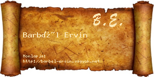 Barbél Ervin névjegykártya